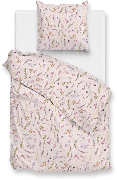 Zohome Dekbedovertrek Paco - Deken - Dekbed - Roze - 100% Katoen - Bladeren - 140x220 + 1 sloop 60/70 cm