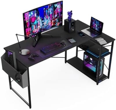 PromoHome L-vormig Hoekbureau - Ruim Werkstation met Opbergplanken