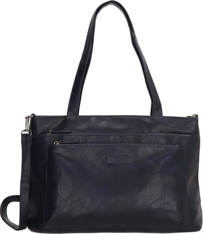 Beagles Murcia Hand & Schoudertas Shopper Trendy Ritsvakken - Tote Bag - Dames Tas - Blauw