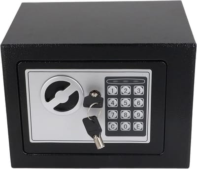 Kleine Slimme Kluis met Elektronisch Slot en Sleutel - Zwart, Geschikt voor Thuis, Kantoor of Hotel