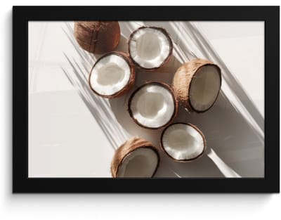 Poster in lijst - Fotolijst 30x20 cm - Posters - Kokosnoten - Bruin - Shaduw - Posterlijst zwart - Decoratie - Wanddecoratie woonkamer - Muurdecoratie slaapkamer