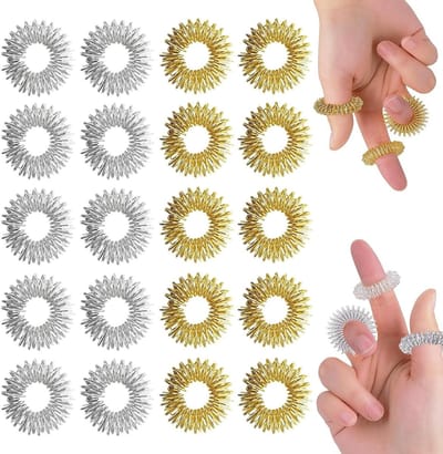 Acupressuur Ringen Set voor Stressverlichting – 20 Stuks voor Hand- en Polsmassages, Ontspanning en Welzijn