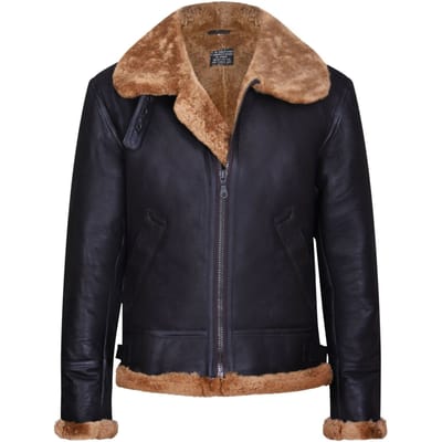 Heren B3 Aviator echt schapenvachtleer vliegend jack-Oxford