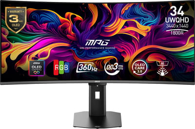 MSI MPG 341CQRDE QD-OLED X36 Gaming monitor Energielabel F (A - G) 86.4 cm (34 inch) 3440 x 1440 Pixel 21:9 0.03 ms DisplayPort, HDMI, Audio-Line-out, USB-C