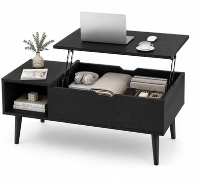 ITRONIQ Salontafel Zwart Met Opbergruimte en Lift Top - Multifunctionele Salontafel 99x50 CM - Coffee Table Modern Design