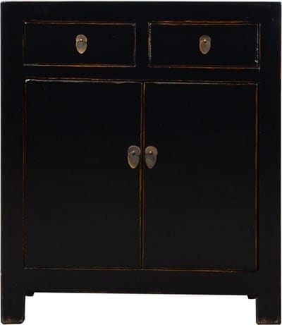 Fine Asianliving Antieke Chinese Kast Zwart High Gloss B77xD39xH90cm Chinese Meubels Oosterse Kast