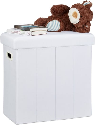 Poef met opbergruimte - opvouwbaar - 50 liter - stof - wit
