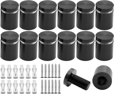Aluminium Standoff Bevestigingen - Afstandhouders Teken Ondersteuning - Borden Ophangen - Massief Aluminium Zwart - 19x20mm - Zwart