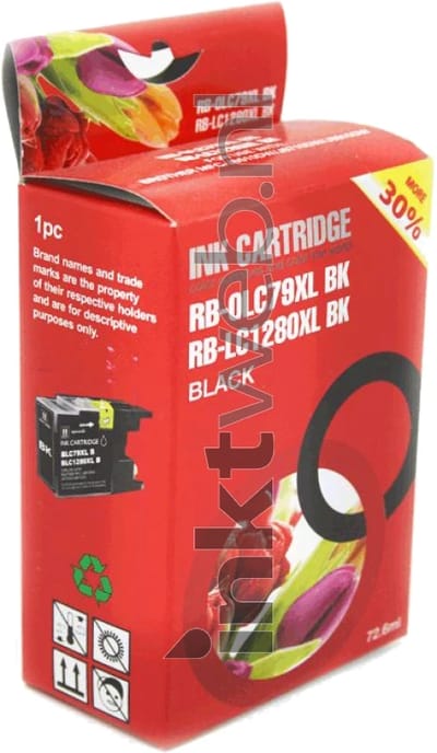 FLWR - Inktcartridge / LC-1280XL / Zwart - Geschikt voor Brother