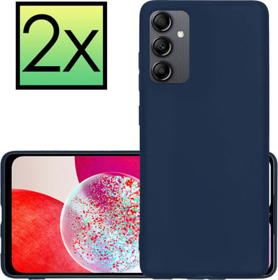 Hoesje - 2 Stuks - Geschikt voor Samsung Galaxy A14 - Sterk & Shockproof - Case Siliconen - Back Cover - Telefoon Hoes - Donkerblauw