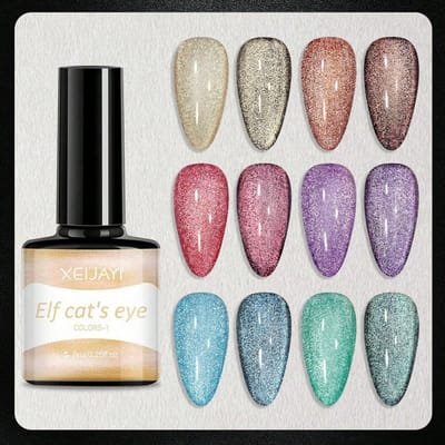XEIJAYI 9 stuks 10 ml, 9-kleurige magnetische kattenoog gel nagellak, soak-off UV/LED compatibele nagelkunst gel nagellak, voor salon en thuis DIY manicure