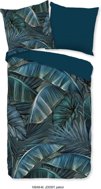 Pure dekbedovertrek bladeren - 1 persoons 140x200/220 cm - Petrol - Microvezel