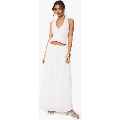 boohoo Dames Laaggesneden geplooide Zwierige Maxi-Rok | Ivory | Maat: 16