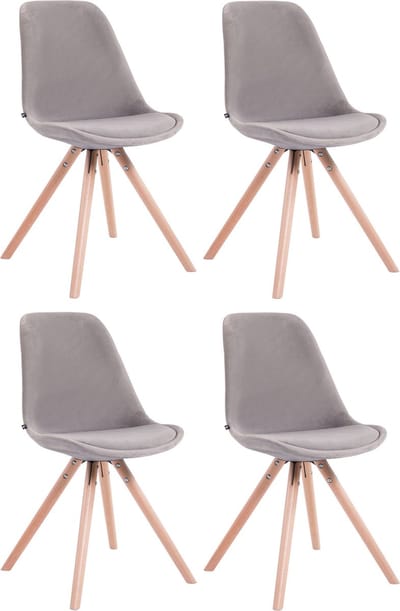 CLP Toulouse Set van 4 Stoelen - Rond frame - Fluweel grijs natura