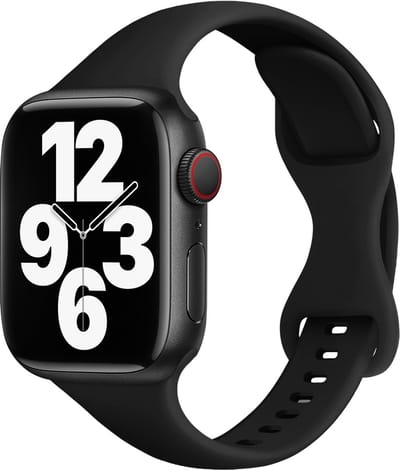 By Qubix - Geschikt voor Apple Watch bandje - Siliconen sportbandje Slim Fit - Zwart - Geschikt voor Apple Watch 38mm / 40mm / 41mm / 42mm - siliconen sport bandje - smartwatchbandje