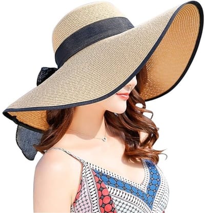 Daity 1-pack - zonnehoed dames - strohoed dames - zomerhoed met brede rand - opvouwbare rolhoed met zachte rand - zonwerende hoed (khaki)