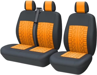 Famanu - Stoelhoezen voor bestelwagens, universeel, geschikt voor de meeste bestelwagens, vrachtwagens, voorstoelhoezen voor enkele en dubbele autostoelhoezen voor enkele bestuurder en dubbele
