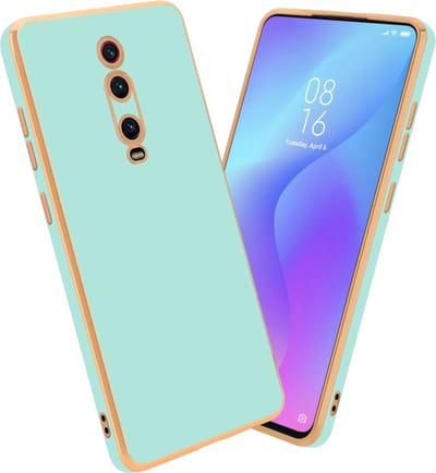 Cadorabo Hoesje geschikt voor Xiaomi Mi 9T / Mi 9T PRO / RedMi K20 / RedMi K20 PRO in Glossy Mintgroen - Goud - Beschermhoes Case Cover van flexibel TPU-silicone en met camerabescherming