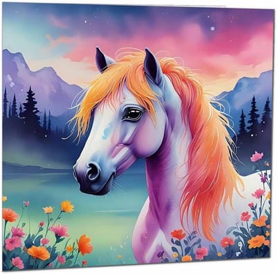 Wenskaart Paard en Pony - Verjaardag en Gelegenheidskaart - Dik Papier