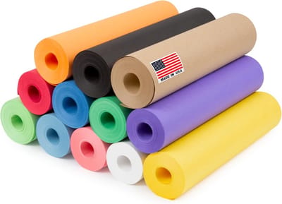 Set van 12 Rollen Gekleurd Kraftpapier - 30,5 Meter Knutselpapier voor Kinderen en Hobby
