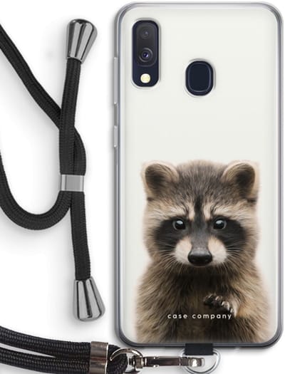 Case Company® - Hoesje met koord geschikt voor Samsung Galaxy A40 hoesje met Koord - Rocco - Telefoonhoesje met Zwart Koord - Bescherming aan alle Kanten en Over de Schermrand