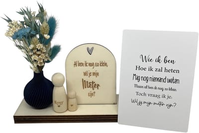 Geschenkbox Wil jij mijn METER zijn? | blauw | wie ik ben | droogbloemen | meter vragen | meter worden | peettante vragen | peettante worden | cadeau | doosje met een vraag
