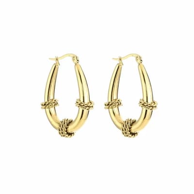 Bijoutheek Oorringen Oval Rope Gold