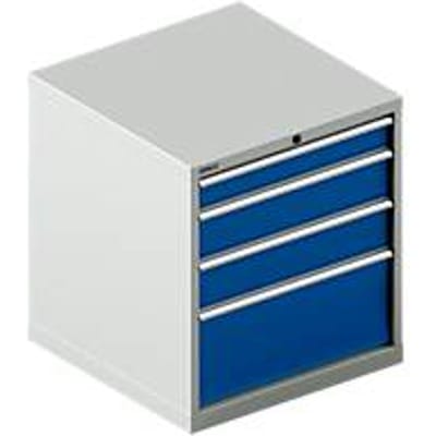Schäfer Shop Select Ladekast  36-36, 4 schuifladen, tot 75 kg, B 717 x D 725 x H 800 mm, lichtgrijs/gentiaanblauw