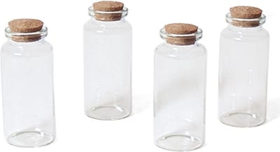 4x stuks Kleine transparante glazen flesjes - met kurk dop - 32 ml - Vullen met boodschap - mini flesjes - uitdelen - bruiloft