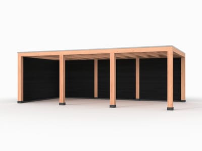 Douglas overkapping, 750 x 400, met zwarte achterwand en zijwand, Westwood Modern Plus