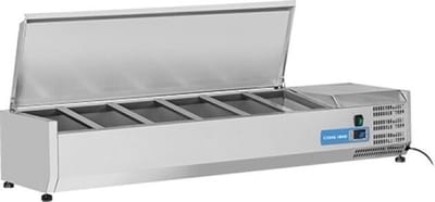 Opzetkoelvitrine met RVS klapdeksel 6x 1/4