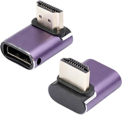 Set van 2 Hoekige HDMI Adapters, 8K 2.1, Mannelijk naar Vrouwelijk, 90 Graden, 48 Gbit/s, Ideaal voor TV, Console, Monitor en Projector, Ondersteunt 4K@120Hz en 8K Video