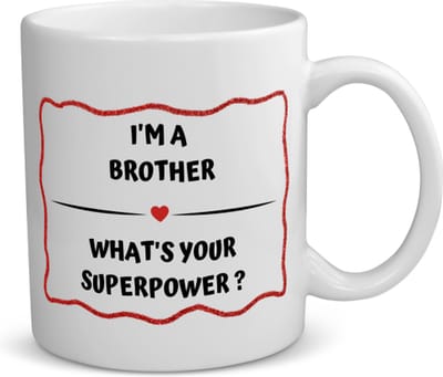 Akyol - i'm a brother what's your superpower? koffiemok - theemok - Broer - super broer - verjaardag - cadeautje voor broer - broer artikelen - kado - geschenk - 350 ML inhoud
