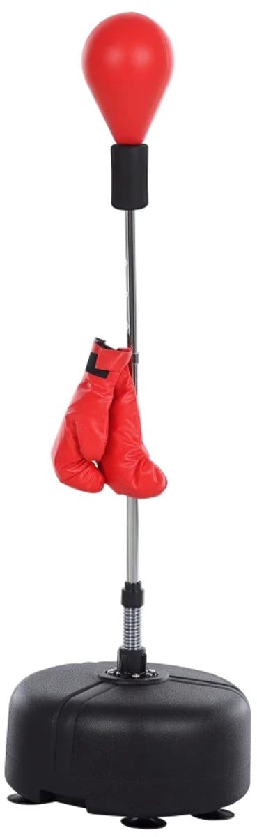Staande Boksbal - in Hoogte Verstelbaar tot 136-154 cm - met Zuignapvoet - met Handschoenen - op Standaard - Bokszak Staand - Boksen - Boxing - Reflex Bal - Bokspaal voor Gevorderden - Anti Stress