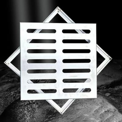 Afvoerrooster RVS - Vloerrooster Deksel - Waterafvoer Tuin - Versterkt Frame - 20x20x3 cm - Zilver