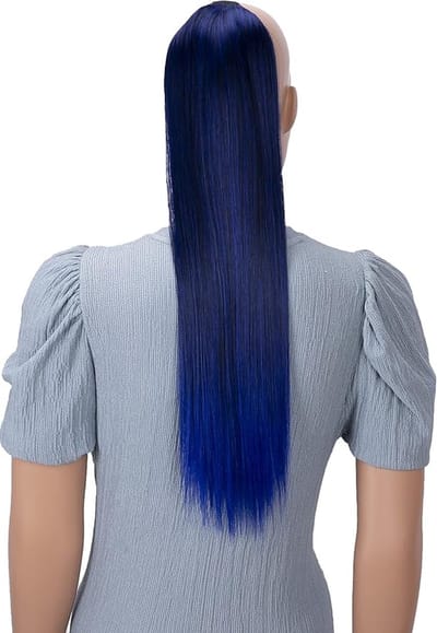 60cm Haarstukje Vlecht Paardenstaart Haarextensies Glad Zwart Blauw Mix HCB2