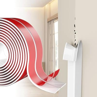 Zelfklevende randbescherming strips voor deuren, ramen en muren - flexibele plint voor doe-het-zelf projecten - 20 ft waterdicht