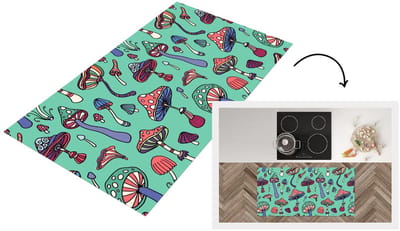 Keukenloper 120x60 cm - Keukenmat vinyl Patronen - Vintage - Paddenstoelen - Natuur - Keukenmatten loper - Keuken vloerkleed tapijt