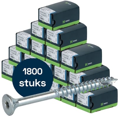 Radix Torx 25 Spaanplaatschroef - Platkop + Snijpunt - 6,0 x 70mm/42 - Verzinkt - Deeldraad (1800 stuks) VOLLE DOOS!