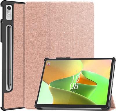 Hoesje Geschikt voor Lenovo Tab P11 Pro - Dun & Stevig - Trifold Bookcase - Hard Cover Case - Met Uitsparing Geschikt voor Lenovo Pen - Hardcover Book - Tablet Hoes - Rosé goud