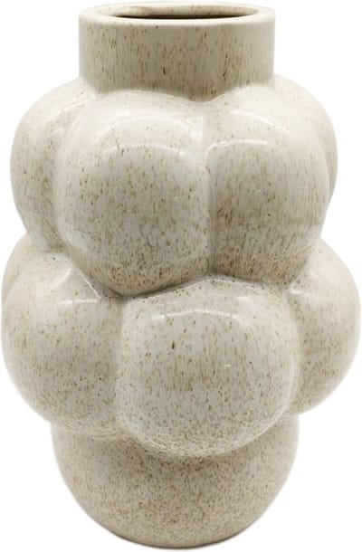 HomeBound by KY | Aardewerk vaas bubbles beige | 17,5x17,5x25cm | bloemenvaas aardewerk