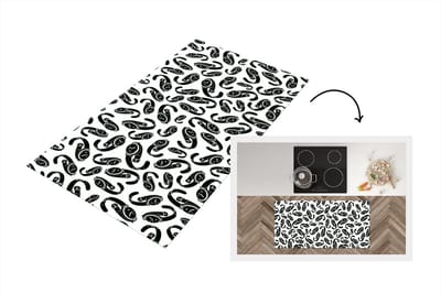 Keukenloper - Loper keuken - Horloge - Zwart Wit - Patronen - 120x60 cm - Keukenloper vinyl