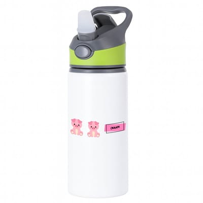Hacebo® - Varkens met eigen naam waterfles met rietje groen - Varken - dieren liefhebbers - leuke cadeau voor iemand die van houdt van biggen - verjaardagscadeau - kado - gift - water fles - 650ML