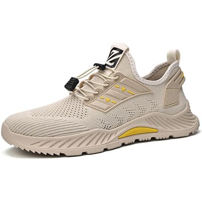 Zomer Nieuwe Outdoor Mesh Ademend Zachte Zool Schoenen Heren Alles-Passend Comfortabel Lichtgewicht Instapper Flyknit Casual Schoenen 44 zand