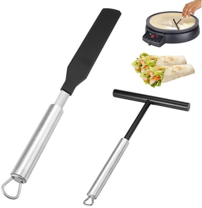 Crêpe-accessoireset – 2-delige roestvrijstalen crêpestrooier en spatel voor het maken van pannenkoeken