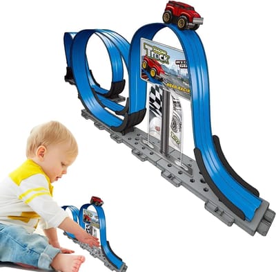Racebaan Speelgoed - Voertuigspel Flexibel - Kinderen Spelen - Magnetische Onderdelen - 43x37x8 cm - Meerdere Kleuren