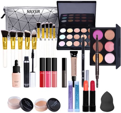 NAXSIR 19-delig Make-up Cadeauset Voor Beginners – Oogschaduwpalette, Lipgloss, Blush & Kwasten Inbegrepen! Gepigmenteerd & Perfect voor Vrouwen en Meisjes