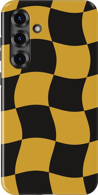 Checkered Warp Hoesje Samsung Galaxy S25 Plus | Geschikt Voor Mag | Uniek Design Hoesje | Beschermhoes Samsung Galaxy S25 Plus Yellow Rush