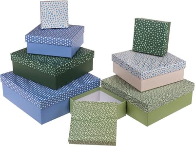 8-delig set cadeaudozen, 8 stuks cadeauverpakking, geschenkdozen voor Kerstmis, verjaardag, bruiloft, ca. 22,5 x 22,5 x 8 cm (Meerkleurig met minimalistisch ontwerp)