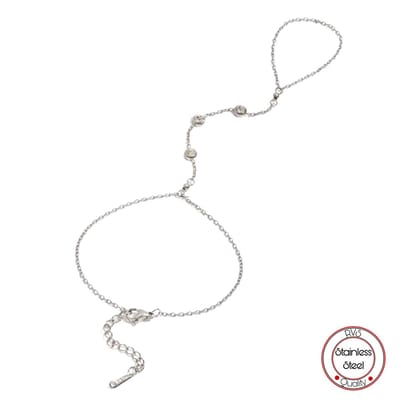 Borasi Handketting Zilverkleurig | Zirkonia Stenen | Roestvrij staal | Dames Sieraden | Dames Armbanden | Luxe Geschenkzakje | Cadeau |
